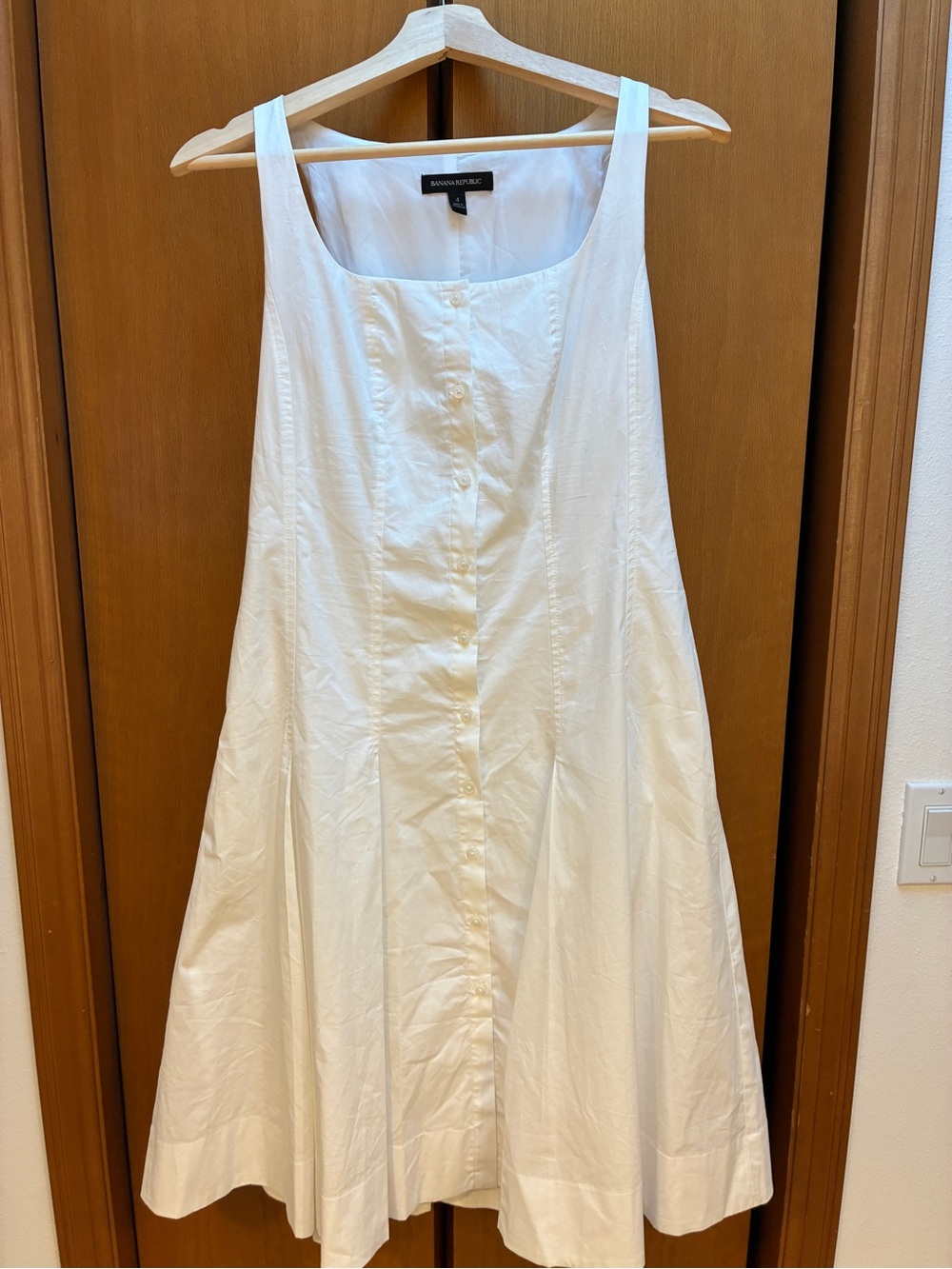 Banana Republic White Button-Front Midi Sundress